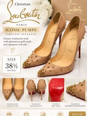 100% Authentic Christian Louboutin Degraspike 120mm in Nude / Gold.